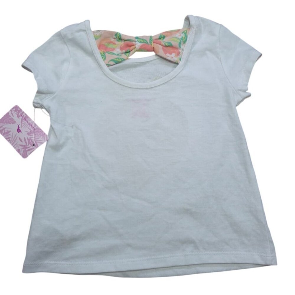 Girls 2PC Beige Quilted Sweatshirt & Glitter Peach Graphic Tee Set Size 5/6 - Picture 9 of 9